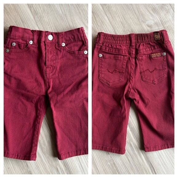 7 For All Mankind Burgundy Jeans Pants Baby 3/6 Months - Picture 1 of 6